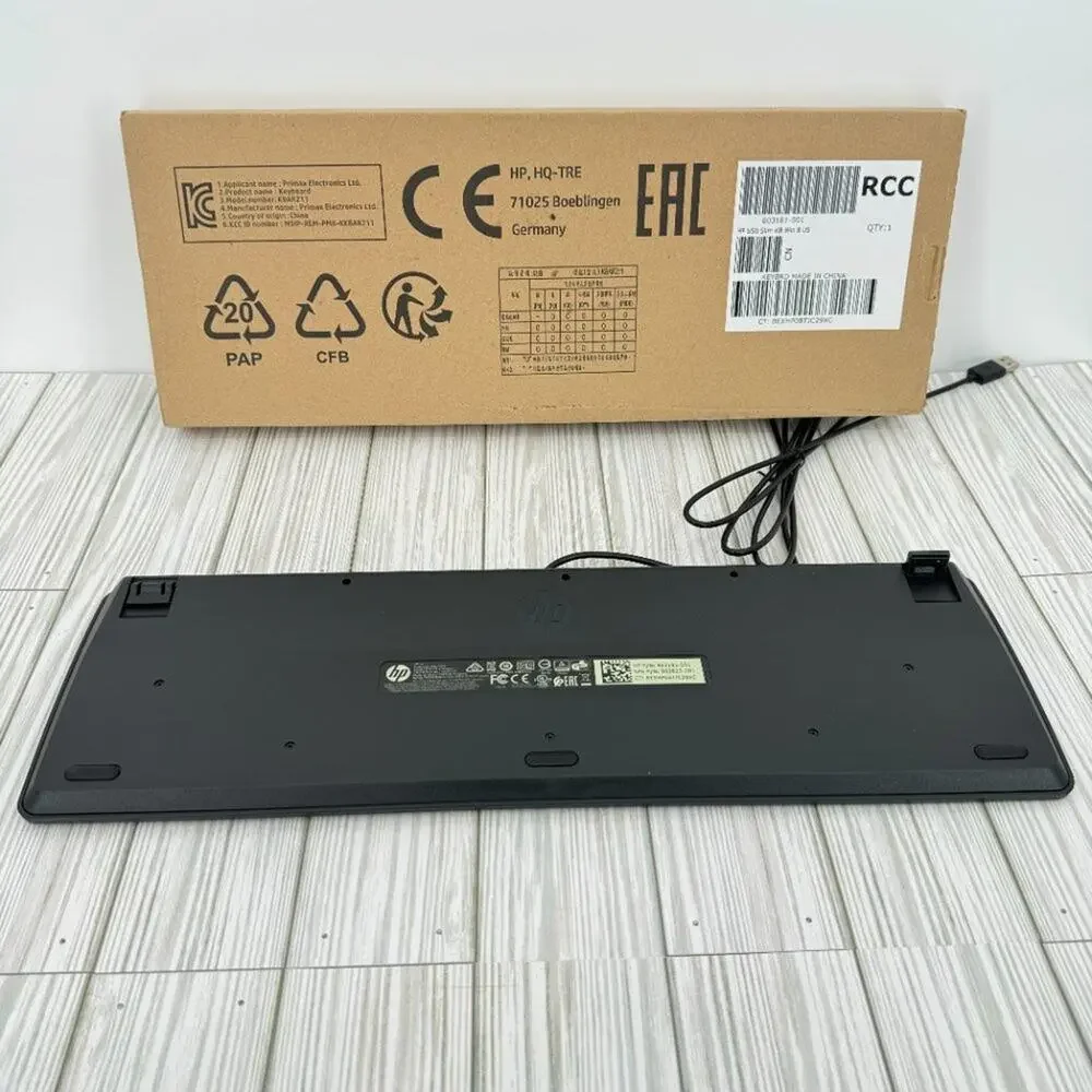 Hewlett Packard HP black USB wired QWERTY keyboard slim KBAR211 NEW